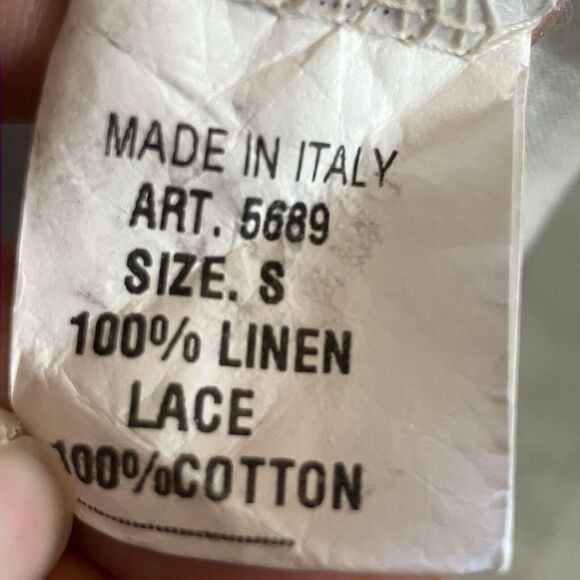 Alessia Pacini Linen Dress Women Small Beige Sleeveless Linen Embroidered Resort - Picture 7 of 9